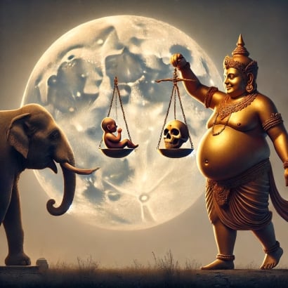 Moon in Bharani nakshatra - Yama God of Birth and Death, elephant